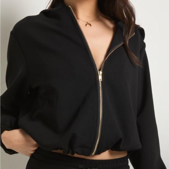 Sleek Black Women's Bomber Jacket - Picture 3 of 4